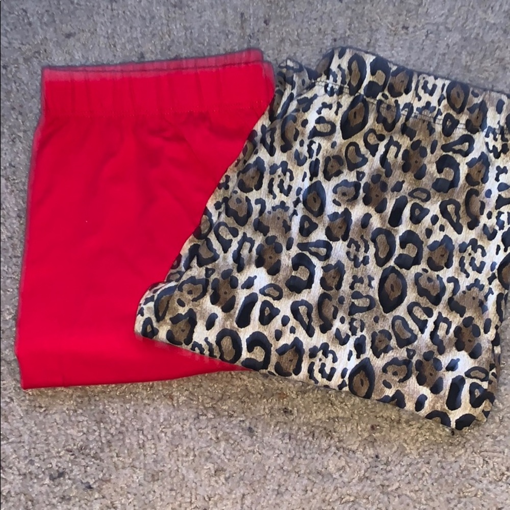 Red and leopard print girls leggings (NEVER USED)